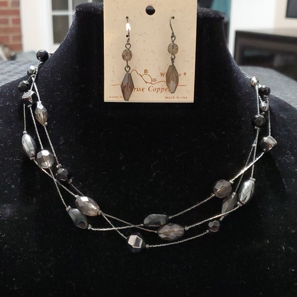 Premier Design black necklace and earrings